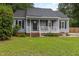 Charming single-story home with gray siding, black shutters, and a welcoming front porch at 204 Valley Ct, Selma, NC 27576