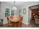 Cozy dining area with wood table and chairs, bright natural light, creating a warm atmosphere at 205 Cedar Dr, Zebulon, NC 27597