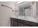 This bathroom features a double sink vanity and large mirror at 206 Vandercroft Way, Bunnlevel, NC 28323
