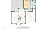 First floor plan exhibiting the layout of the kitchen, living room, primary bedroom, and garage dimensions at 2430 Josephine Rd, Garner, NC 27529