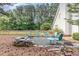 Backyard fire pit area with Adirondack chairs and a wood fence at 255 Morris Rd, Pittsboro, NC 27312