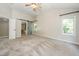 Spacious bedroom featuring a barn door leading to the bathroom at 316 Academia Ct, Durham, NC 27713