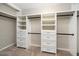 Walk-in closet featuring custom shelving and drawers at 316 Academia Ct, Durham, NC 27713
