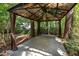 Interior view of the gazebo in the backyard offering a shaded retreat surrounded by mature trees at 3306 Meadowrun Dr, Durham, NC 27707