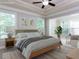 Virtually staged bedroom with natural light, neutral color scheme, with an attached sitting room at 354 Crimson Way, Pittsboro, NC 27312