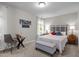 Cozy bedroom featuring a window with natural light, a glass table, and a comfortable bed at 4600 Landover Dale Dr, Raleigh, NC 27616