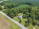 Scenic aerial shot of a property nestled among trees, near a road and open fields at 4880 Old Us Hwy 64, Zebulon, NC 27597