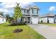 Two-story home with light gray siding, a front porch, and a well-maintained lawn and driveway at 553 Sturgeon St, Smithfield, NC 27577