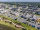 Aerial view of an area with commercial buildings, residential homes, and green landscaped areas at 6612 Enrichment Ln, Raleigh, NC 27616