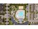 This aerial view shows the community pool, baseball field, playground, and other outdoor amenities available at 908 Woodland Grove Way, Wake Forest, NC 27587