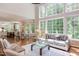 Open living room with lots of windows and view of the kitchen and dining area at 102 Bosswood Ct, Cary, NC 27518