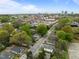 Scenic aerial view of homes with lush green trees with the city skyline on the horizon at 1108 Taylor Street, Durham, NC 27701