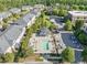 Aerial view of the community pool, featuring lounge chairs and a gazebo for residents to enjoy at 111 Finsbury St, Durham, NC 27703