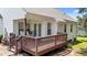 Comfortable wooden deck with a covered porch, perfect for outdoor relaxation and entertaining in the backyard at 113 Kelly Ln, Clayton, NC 27520