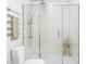 Modern bathroom showcasing glass enclosed shower with rainfall shower head and modern fixtures at 17 Runneymede Pl, Smithfield, NC 27577