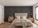 Comfortable bedroom with decorative accent wall, recessed lighting, and plush furnishings at 17 Runneymede Pl, Smithfield, NC 27577