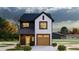 Modern farmhouse with contrasting black and white exterior, accented by a wood garage door at 17 Runneymede Pl, Smithfield, NC 27577
