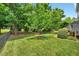 Well-maintained backyard featuring a combination of lawn, trees, and thoughtful landscaping at 1806 Pattersons Mill Rd, Durham, NC 27703