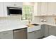 Bright kitchen with white cabinets, gray lower cabinets and brass hardware at 1964 Wellington Rd, Burlington, NC 27217