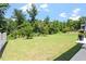 Spacious backyard featuring a well-manicured lawn and a beautiful, natural wooded backdrop at 223 Chauncey Cir, Chapel Hill, NC 27516