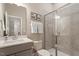 Bathroom featuring a vanity with sink and a glass-enclosed shower at 223 Chauncey Cir, Chapel Hill, NC 27516
