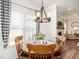 Bright dining room with wood table set near a large window with checkered curtains at 2413 Whelen Dr, Graham, NC 27253