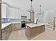 Modern kitchen with center island, white countertops, stainless appliances, and stylish backsplash at 317 W Murray Ave, Durham, NC 27704