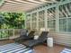 Cozy back porch with awning, wicker chairs and tables for relaxing at 334 Dell Meadows Pl, Four Oaks, NC 27524