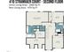 Second floor plan showcases the bedrooms, primary bath, bath, laundry and hall layout of the house at 410 Stranraer Ct, Fuquay Varina, NC 27526