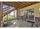 Inviting covered patio area with outdoor seating, providing a comfortable space to unwind at 506 Tirzah Dr, Lillington, NC 27546