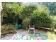 Lush backyard with seating, vibrant plants, and a peaceful ambiance at 6412 Forest Ridge Dr, Durham, NC 27713