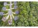 Overhead view of a charming neighborhood with lush greenery, manicured lawns, and well-maintained homes at 9 Monteith Ct, Durham, NC 27713