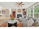 Bright and inviting living area with fireplace, neutral furniture, and large windows at 9 Monteith Ct, Durham, NC 27713