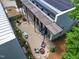 Aerial view of a modern home with a gravel backyard featuring stylish outdoor furniture at 922 Tower St, Raleigh, NC 27607