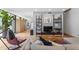 Open living room featuring modern decor, hardwood floors, and a glimpse into the kitchen at 922 Tower St, Raleigh, NC 27607