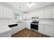 Functional kitchen with white countertops, ample cabinet space, and stainless steel appliances, perfect for meal preparation at 110 Virens Dr, Cary, NC 27511