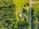 Overhead shot showcasing home, open land, shed and surrounding nature at 3701 Oak Grove Church Rd, Mebane, NC 27302