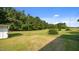 Expansive backyard with lush green grass and mature trees offering ample space at 3701 Oak Grove Church Rd, Mebane, NC 27302