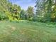 Large back yard surrounded by lush trees and greenery to create natural privacy at 448 Chinaberry Ln, Angier, NC 27501