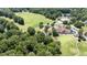 Aerial view of wooded property that is located near the golf course and neighborhood pool at 5113 Linksland Dr, Holly Springs, NC 27540