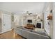Spacious living room features hardwood floors, fireplace and comfortable seating at 512 Mill Hopper Ln, Apex, NC 27502