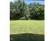 Large backyard is mostly grass and surrounded by mature trees at 820 Christian Light Rd, Fuquay Varina, NC 27526
