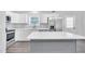 Modern kitchen with white cabinets, stainless steel appliances, and gray island at 1213 Grant St, Durham, NC 27701