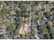 An aerial view of a residential neighborhood with tree-lined streets and well-maintained homes at 310 Spring St, Durham, NC 27703