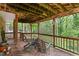 Enjoy the peaceful back deck complete with patio furniture and scenic wooded views at 4404 Oak Park Rd, Raleigh, NC 27612