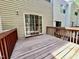 Spacious wooden deck providing an outdoor seating area accessible through sliding glass doors at 5419 Vista View Ct, Raleigh, NC 27612