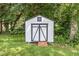 This is a view of the backyard storage shed. It has a ramp for easy access at 709 Brighton Rd, Raleigh, NC 27610