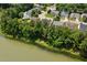 Aerial view of lakeside houses, showcasing waterfront living at 8106 Sommerwell St, Raleigh, NC 27613