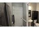 Cozy bathroom featuring tile shower and pedestal sink at 1106 Brittley Way, Apex, NC 27502