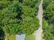 An aerial view showing trees and a paved street located near the home at 1317 Elmset Ln, Durham, NC 27713